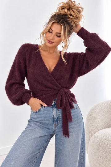 WICKELCARDIGAN LINI - PLUM