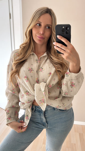 EINZELTEIL MUSSELINBLUSE FLORAL - CREME