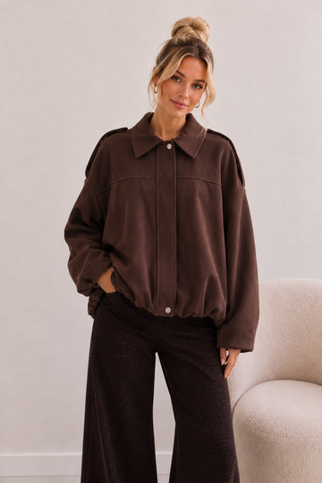 WILDLEDERJACKE ZARI - COFFEE