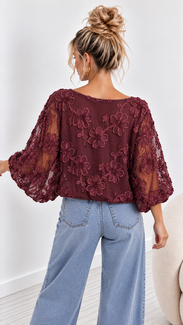 SPITZENBLUSE JULIA - PLUM
