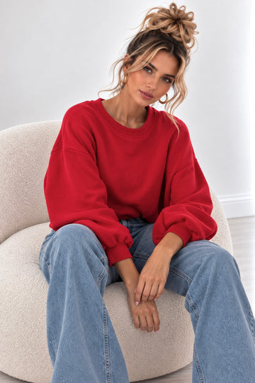 BUTTERSTOFFSWEATER BASIC - ROT