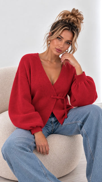 FEINSTRICKPULLOVER CULA - ROT