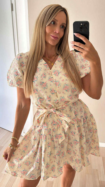 MUSSELINKLEID - CREME FLORAL