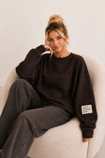 BAUMWOLLSWEATER LEONA - COFFEE