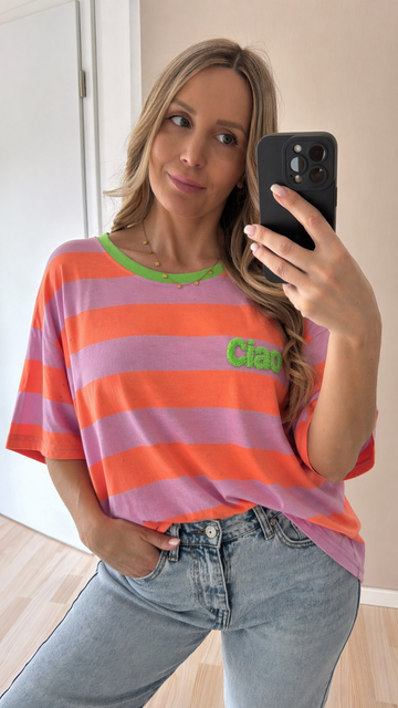 KURZARMSWEATSHIRT CIAO - ROSA/ORANGE