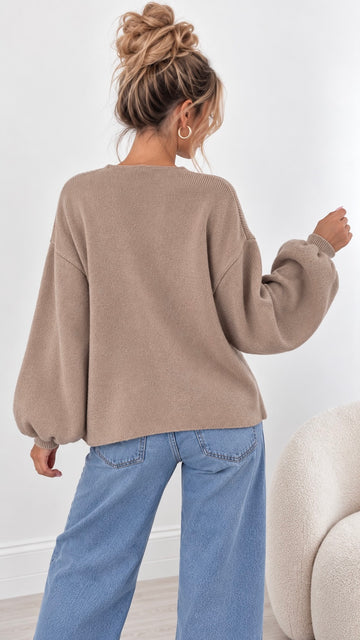 FEINSTRICKPULLOVER CULA - TAUPE