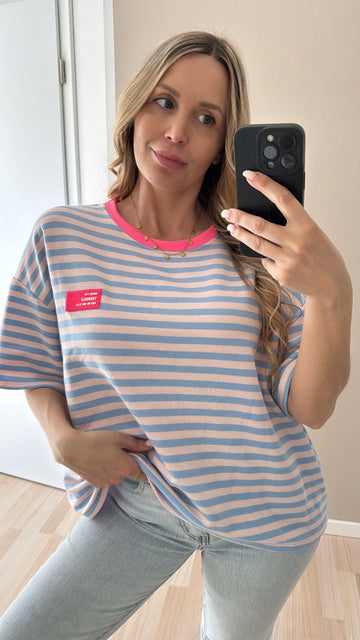 EINZELTEIL BAUMWOLLSHIRT YOURSELF - HELLBLAU/ROSA