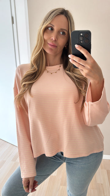 EINZELTEIL BAUMWOLLSWEATER - APRICOT/ROSA