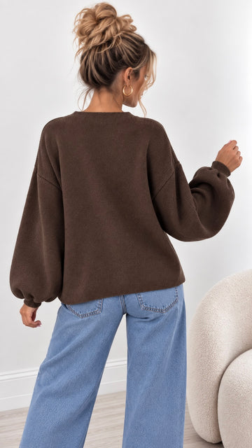 FEINSTRICKPULLOVER CULA - COFFEE