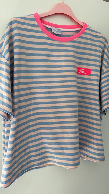 EINZELTEIL BAUMWOLLSHIRT YOURSELF - HELLBLAU/ROSA