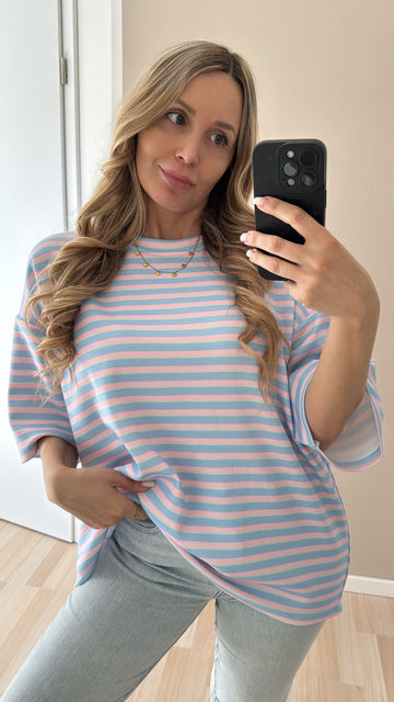 EINZELTEIL BUTTERSTOFFSHIRT LEA - HELLBLAU/ROSA/MINT