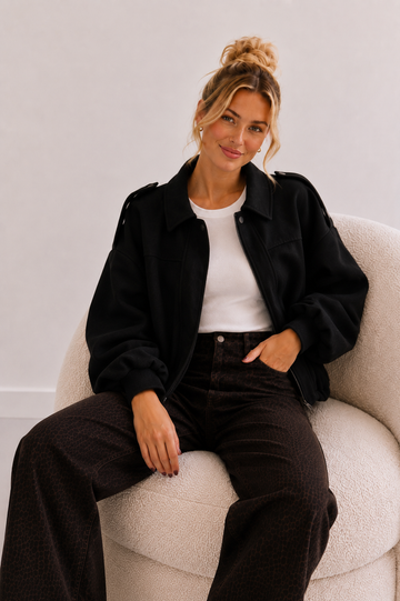 WILDLEDERJACKE ZARI - SCHWARZ