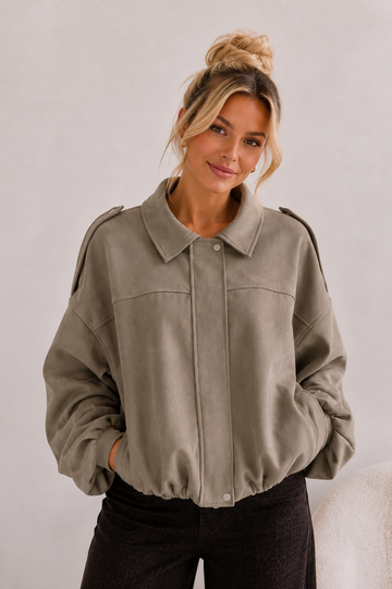 WILDLEDERJACKE ZARI - TAUPE
