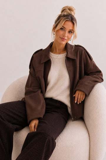 WILDLEDERJACKE ZARI - COFFEE