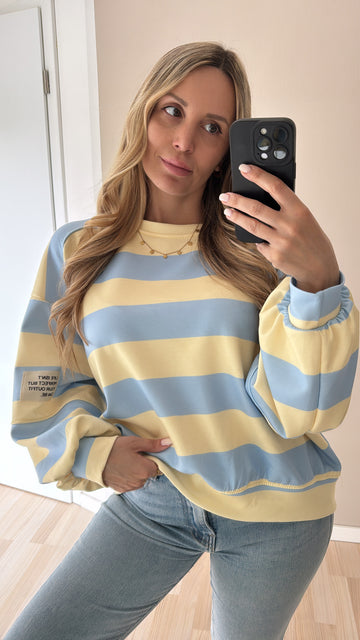 BUTTERSTOFFSWEATER PERFECT - HELLGELB/BLAU