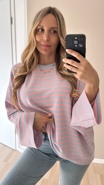 EINZELSTÜCK SWEATSHIRT - HELLBLAU/ROSA
