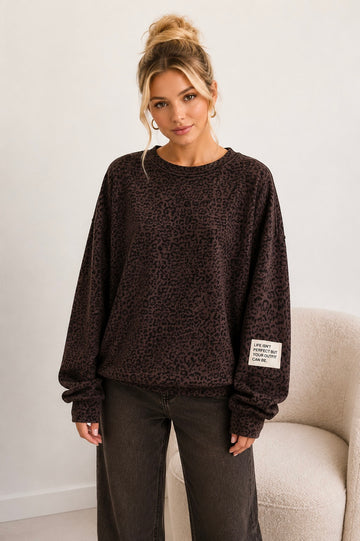 BAUMWOLLSWEATER LEONA - COFFEE