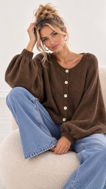 OVERSIZEPULLOVER BUTTON BETTI - SCHOKO