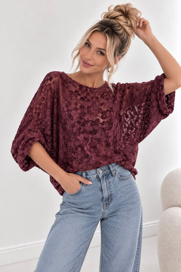 SPITZENBLUSE VINA - WINE PLUM