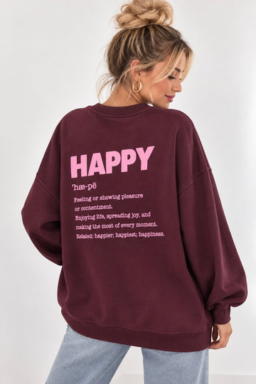 BUTTERSTOFFSWEATER HAPPY - WINE/ROSA