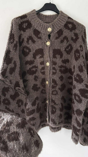 SHORTLEOCARDIGAN - SCHOKO/COFFEE