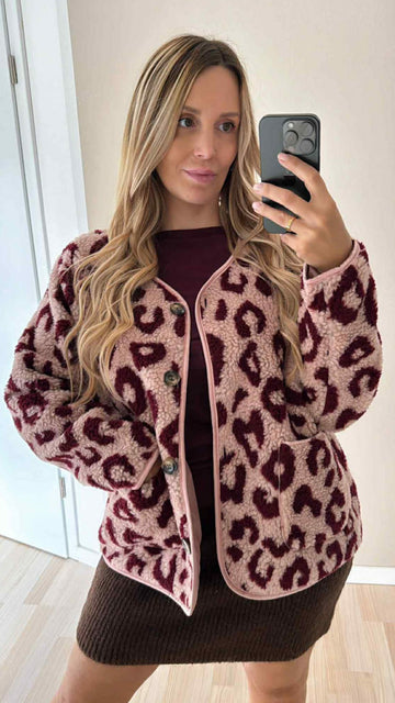TEDDYJACKE LEO - BURGUNDER/ROSA