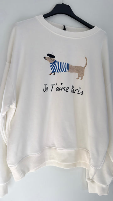 SWEATSHIRT DACKEL - WEISS