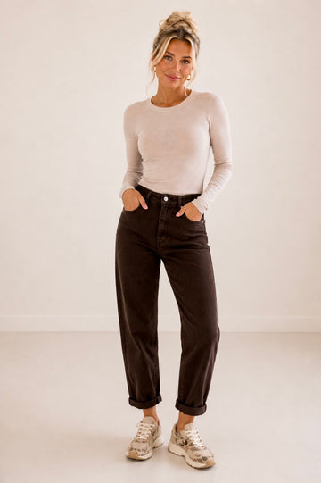 MOM FIT JEANS VOLA - COFFEE