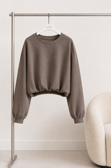BUTTERSTOFFSWEATER BASIC - DUNKELTAUPE