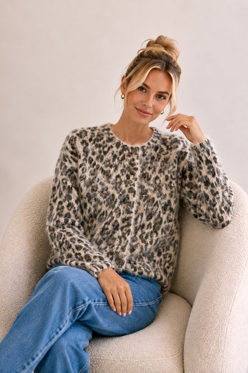 FLAUSCHCARDIGAN LEO - TAUPE