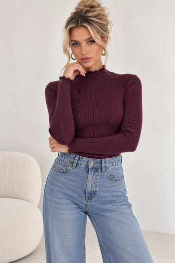 VISKOSERIPPSHIRT MELA - PLUM