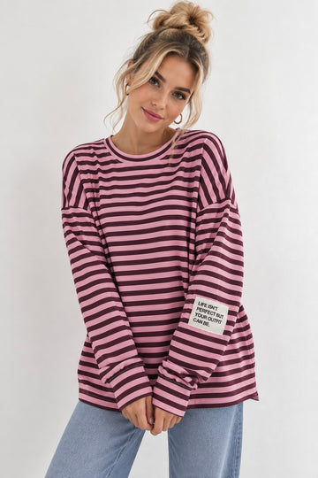 BAUMWOLLSWEATER LARNI - ROSA/WINE