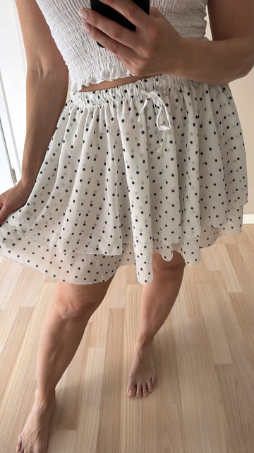 EINZELTEIL CHIFFONSKORT DOTS - WEISS