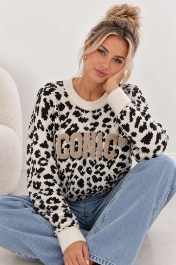 STRICKPULLOVER LEO ICONIC - CREME/SCHWARZ