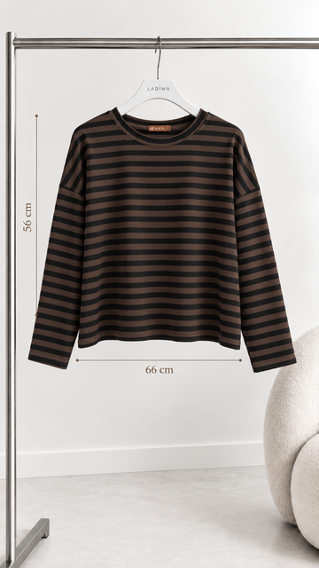 LANGARMSWEATSHIRT HELA - COFFEE/SCHWARZ