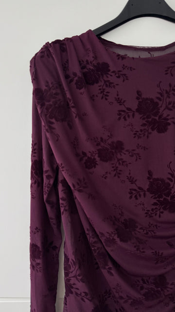 MESHLANGARMSHIRT ROSE - PLUM