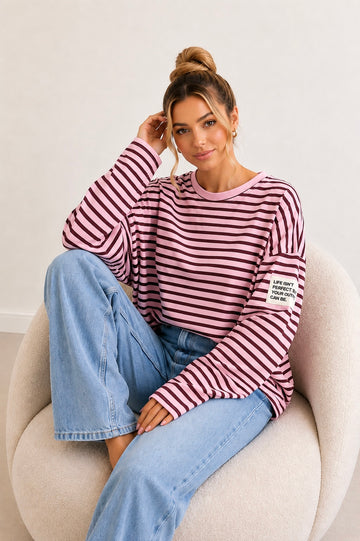 BAUMWOLLSWEATER NURIA - ROSA/WINE