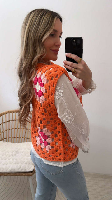 HÄKELWESTE IBIZA - ORANGE