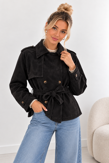 WILDLEDERJACKE CELI - SCHWARZ