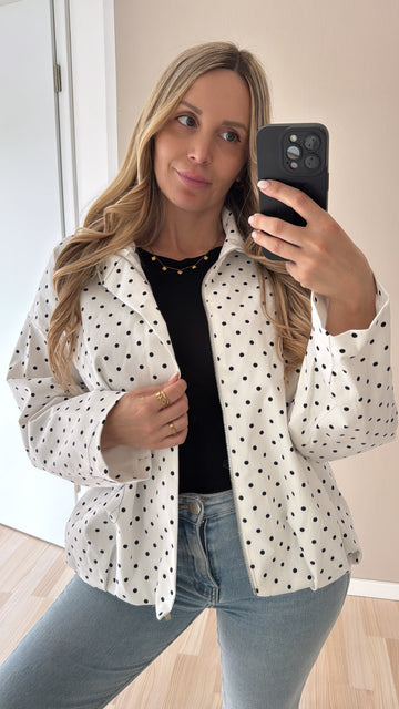 BAUMWOLLJACKE DOTS - WEISS