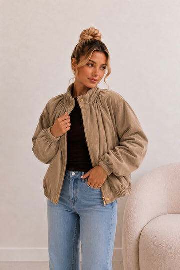 BOMBERJACKE VELOUR - TAUPE/BEIGE