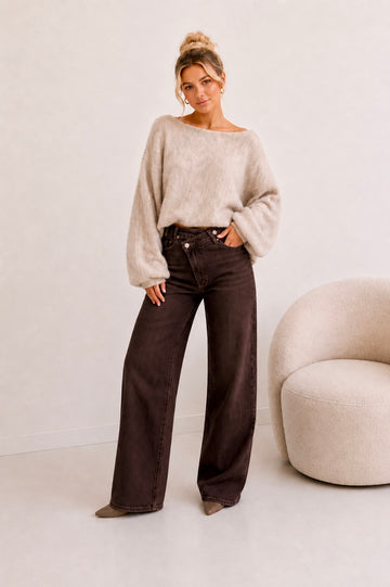 WIDE LEG JEANS JULIA - COFFEE
