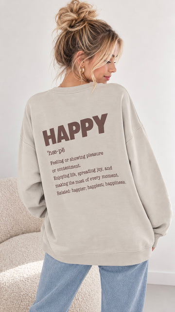 BUTTERSTOFFSWEATER HAPPY - CREME/TAUPE