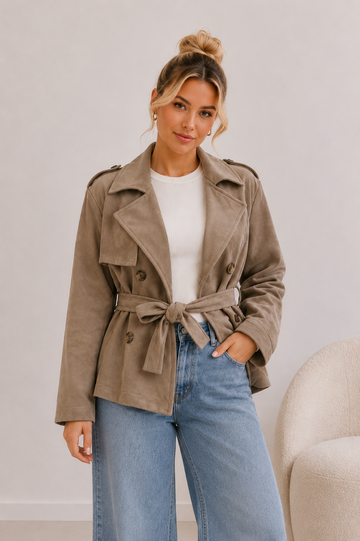 WILDLEDERJACKE CELI - TAUPE