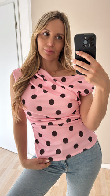 EINZELTEIL SATINBLUSENSHIRT - ROSA/COFFEE