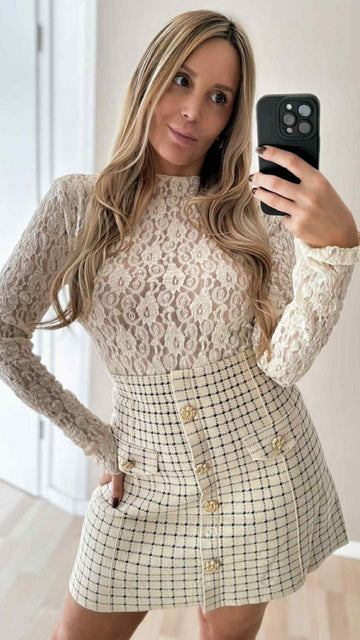 TWEEDROCK ELA - CREME/SCHWARZ