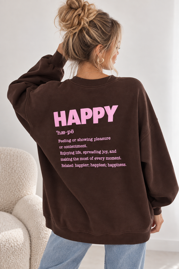 BUTTERSTOFFSWEATER HAPPY - COFFE/ROSE