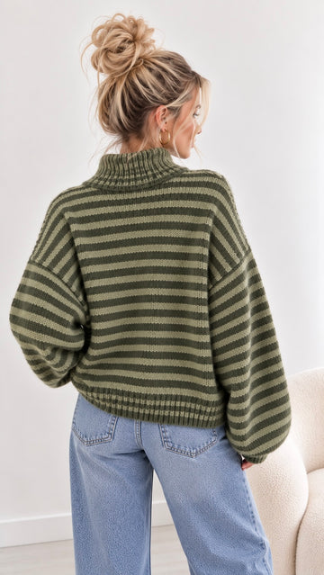 ZIPPERCARDIGAN DUA - MATCHA/KHAKI
