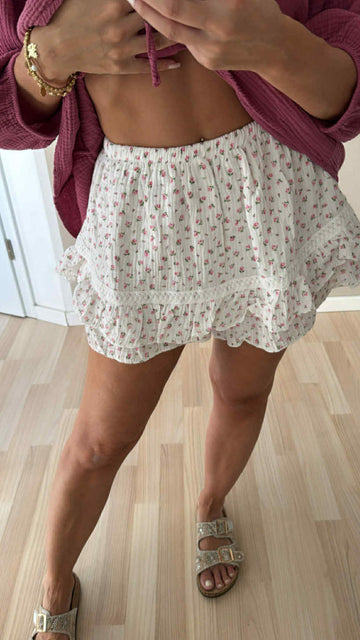 MUSSELINSKORT FLOWERPOWER - WEISS