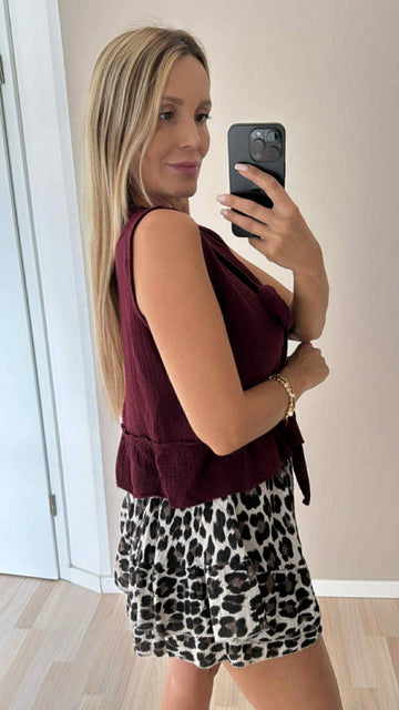 MUSSELINTOP BOW - BURGUNDER